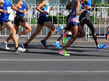 Marathon runners legs